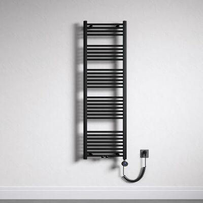 Mai & Mai Handdoekradiator, 160 x 50 cm, grijs/zwart, 800 W, weerstand Verwarmingsweerstand inbegrepen, 800 W, centrale verwarming, elektrisch, voor badkamer Mai & Mai Handdoekradiator, 160 x 50 cm, grijs/zwart, 800 W, weerstand Verwarmingsweerstand inbegrepen, 800 W, centrale verwarming, elektrisch, voor badkamer