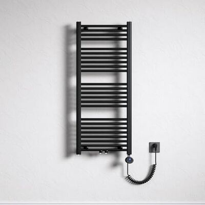 Mai & Mai Handdoekradiator, 120 x 50 cm, grijs/zwart, 600 W, weerstand Verwarmingsweerstand inbegrepen, 600 W, centrale verwarming, elektrisch, voor badkamer Mai & Mai Handdoekradiator, 120 x 50 cm, grijs/zwart, 600 W, weerstand Verwarmingsweerstand inbegrepen, 600 W, centrale verwarming, elektrisch, voor badkamer