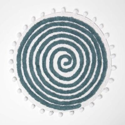 HOMESCAPES Super absorberende ronde badmat van katoenmix met kwastjes, blauwgroen, 60 cm HOMESCAPES Super absorberende ronde badmat van katoenmix met kwastjes, blauwgroen, 60 cm