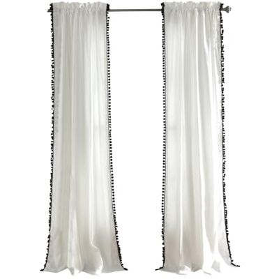 Lush Decor Gordijn met kwasten, gestructureerd, effen kleur, shabby chic, voor woonkamer, eetkamer, slaapkamer (eenvoudig), 213,4 x 127 cm, 213,4 x 127 cm, zwart Lush Decor Gordijn met kwasten, gestructureerd, effen kleur, shabby chic, voor woonkamer, eetkamer, slaapkamer (eenvoudig), 213,4 x 127 cm, 213,4 x 127 cm, zwart
