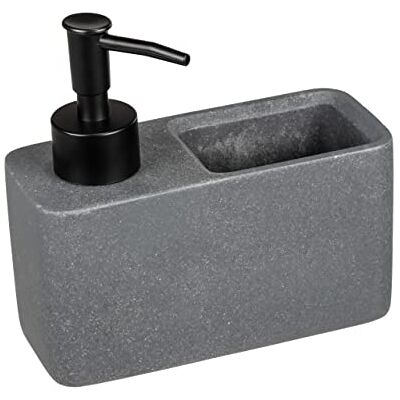 WENKO Resa Vaatwasserdispenser, zeepdispenser, natuursteen met sponsvak (meegeleverd), navulbaar, inhoud ca. 150 ml, 14,5 x 14,3 x 6 cm, donkergrijs Distributeur de savon pour la cuisine avec éponge de vaisselle, environ 150 ml, 14,5 x 14,3 x 6 cm, gris WENKO Resa Vaatwasserdispenser, zeepdispenser, natuursteen met sponsvak (meegeleverd), navulbaar, inhoud ca. 150 ml, 14,5 x 14,3 x 6 cm, donkergrijs Distributeur de savon pour la cuisine avec éponge de vaisselle, environ 150 ml, 14,5 x 14,3 x 6 cm, gris