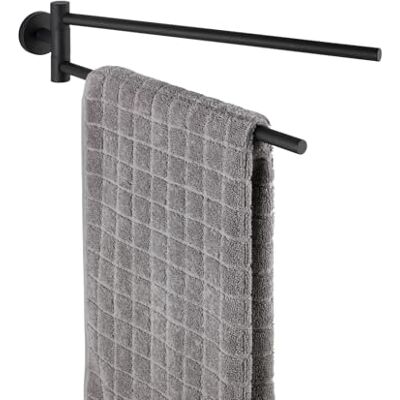 WENKO Handdoekenrek met 2 beweegbare armen, Bosio zwart, mat, roestvrij staal, handdoekstang, 2 draaibare armen, roestvrij staal, 5,5 x 9 x 43 cm, mat WENKO Handdoekenrek met 2 beweegbare armen, Bosio zwart, mat, roestvrij staal, handdoekstang, 2 draaibare armen, roestvrij staal, 5,5 x 9 x 43 cm, mat
