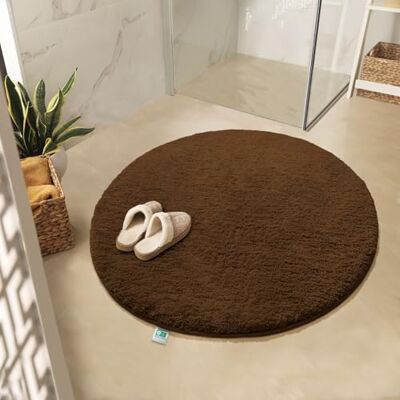 KARAT Sky Badmat, rond, zacht, zacht, voor je huis, antislip, wasbaar, getest op schadelijke stoffen (bruin, 120 cm (rond) KARAT Sky Badmat, rond, zacht, zacht, voor je huis, antislip, wasbaar, getest op schadelijke stoffen (bruin, 120 cm (rond)