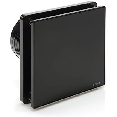STERR Badkamerventilator, zwart, 100 mm, met hygrostaat, afvoerventilator, glazen voorkant, moderne look, BFS100H-B, 10 W STERR Badkamerventilator, zwart, 100 mm, met hygrostaat, afvoerventilator, glazen voorkant, moderne look, BFS100H-B, 10 W