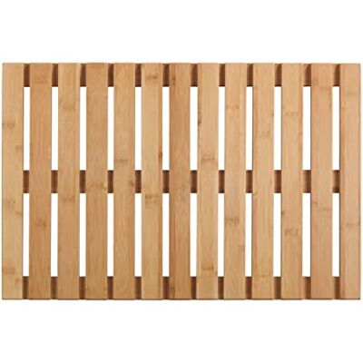 WENKO Baderost badmat van bamboe, antislip, voor binnen en buiten, van milieuvriendelijk bamboe, voor douche, badkuip en zwembad, 60 x 40 cm WENKO Baderost badmat van bamboe, antislip, voor binnen en buiten, van milieuvriendelijk bamboe, voor douche, badkuip en zwembad, 60 x 40 cm