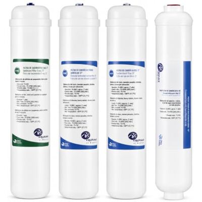Bbagua Set van 4 12" inlinefilters voor compacte apparatuur voor omgekeerde osmose. 1 sedimentfilter, 1 actieve kool, 1 koolstofblok en 1 kokosnootkoolstofpostfilter. Bbagua Set van 4 12" inlinefilters voor compacte apparatuur voor omgekeerde osmose. 1 sedimentfilter, 1 actieve kool, 1 koolstofblok en 1 kokosnootkoolstofpostfilter.