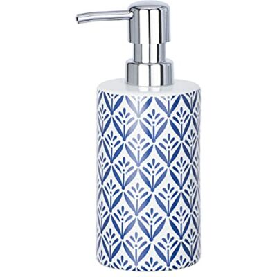 WENKO Lorca Zeepdispenser van keramiek, vloeibare zeepdispenser, inhoud 0,36 liter, keramiek, 8,5 x 18 x 7 cm, blauw WENKO Lorca Zeepdispenser van keramiek, vloeibare zeepdispenser, inhoud 0,36 liter, keramiek, 8,5 x 18 x 7 cm, blauw