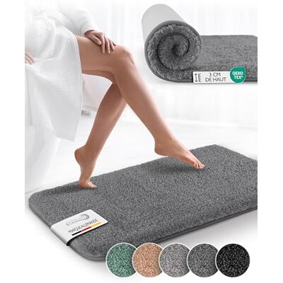Beautissu BeauMare FL Badmat, absorberend, 80 x 50 cm, antislip, douchemat, geschikt voor vloerverwarming, absorberend, antraciet, pluizig, extra dik Beautissu BeauMare FL Badmat, absorberend, 80 x 50 cm, antislip, douchemat, geschikt voor vloerverwarming, absorberend, antraciet, pluizig, extra dik
