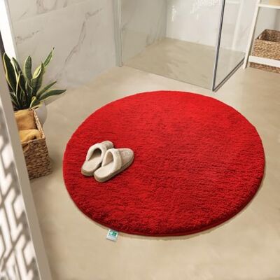 KARAT Sky Badmat, rond, zacht, zacht, voor je huis, antislip, wasbaar, getest op schadelijke stoffen (rood, 120 cm (rond) KARAT Sky Badmat, rond, zacht, zacht, voor je huis, antislip, wasbaar, getest op schadelijke stoffen (rood, 120 cm (rond)