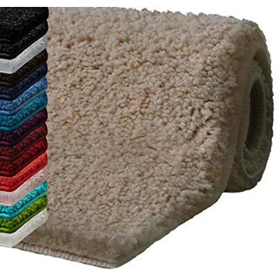 casa pura Badmat, groot, pluizig en hoogpolig, antislip, machinewasbaar, beige, 80 x 150 cm casa pura Badmat, groot, pluizig en hoogpolig, antislip, machinewasbaar, beige, 80 x 150 cm