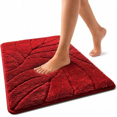 Floordirekt Badmat, extra zacht, sneldrogend, badkamertapijt met antislip achterkant, douchemat (Maris) (rood, 50 x 80 cm) Floordirekt Badmat, extra zacht, sneldrogend, badkamertapijt met antislip achterkant, douchemat (Maris) (rood, 50 x 80 cm)