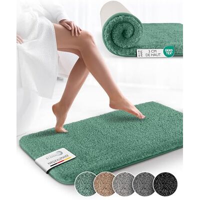 Beautissu BeauMare FL Badmat, absorberend, antislip, 120 x 70 cm, shaggy-tapijt voor badkamer en toilet, geschikt voor vloerverwarming, zacht en extra dik groen Beautissu BeauMare FL Badmat, absorberend, antislip, 120 x 70 cm, shaggy-tapijt voor badkamer en toilet, geschikt voor vloerverwarming, zacht en extra dik groen