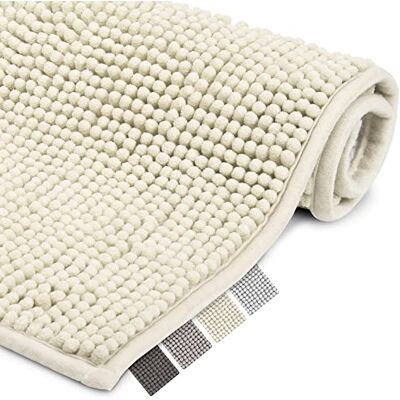 Beautissu BeauMare WR Badmat, absorberend, antislip, chenille-tapijt, lichtgrijs, geschikt voor vloerverwarming, zacht badkamertapijt voor douche, toilet en badkamer, 80 x 50 cm Beautissu BeauMare WR Badmat, absorberend, antislip, chenille-tapijt, lichtgrijs, geschikt voor vloerverwarming, zacht badkamertapijt voor douche, toilet en badkamer, 80 x 50 cm