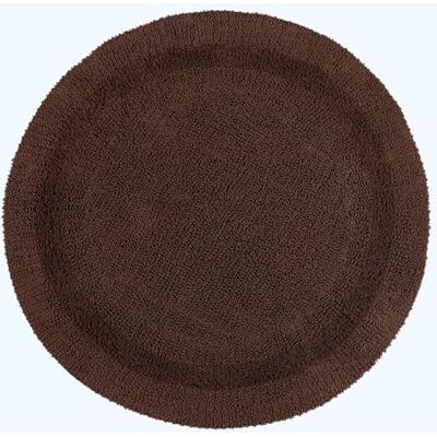 HOMESCAPES Premium bruine ronde badmat 80 cm katoen met omkeerbaar design HOMESCAPES Premium bruine ronde badmat 80 cm katoen met omkeerbaar design
