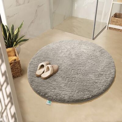 KARAT Sky Badmat, rond, zacht, zacht, voor je huis, antislip, wasbaar, getest op schadelijke stoffen, ivoor, 95 cm (rond) KARAT Sky Badmat, rond, zacht, zacht, voor je huis, antislip, wasbaar, getest op schadelijke stoffen, ivoor, 95 cm (rond)