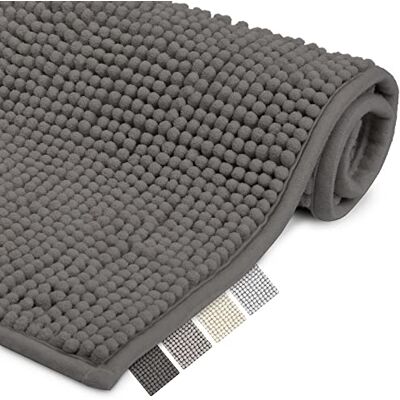 Beautissu BeauMare WR Badmat, absorberend, antislip, chenille-tapijt, lichtgrijs, geschikt voor vloerverwarming, zacht badkamertapijt voor douche, toilet en badkamer, 100 x 70 cm Beautissu BeauMare WR Badmat, absorberend, antislip, chenille-tapijt, lichtgrijs, geschikt voor vloerverwarming, zacht badkamertapijt voor douche, toilet en badkamer, 100 x 70 cm