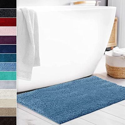 KARAT Sky Soft Badmat, rechthoekig, rond, antislip achterkant, zachte en dichte Flora (50 x 60 cm, lichtblauw) KARAT Sky Soft Badmat, rechthoekig, rond, antislip achterkant, zachte en dichte Flora (50 x 60 cm, lichtblauw)