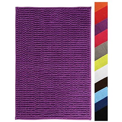 MSV Badmat badmat douchemat chenille hoogpolig badmat 40x60 cm – violet/lila MSV Badmat badmat douchemat chenille hoogpolig badmat 40x60 cm – violet/lila