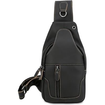 FANDARE Retro borsttas leer tas sling bag heren dames schoudertas schoudertas voor reizen sport wandelen fietsen camping excursie borsttas, bruin, L FANDARE Retro borsttas leer tas sling bag heren dames schoudertas schoudertas voor reizen sport wandelen fietsen camping excursie borsttas, bruin, L