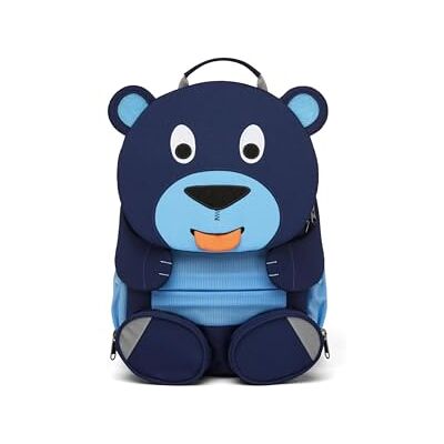 Affenzahn Petit Ami Ergonomische rugzak voor kinderen van 1 tot 3 jaar, reflecterend, met tongtrekker en naamplaatje, beer, blauw, M Affenzahn Petit Ami Ergonomische rugzak voor kinderen van 1 tot 3 jaar, reflecterend, met tongtrekker en naamplaatje, beer, blauw, M