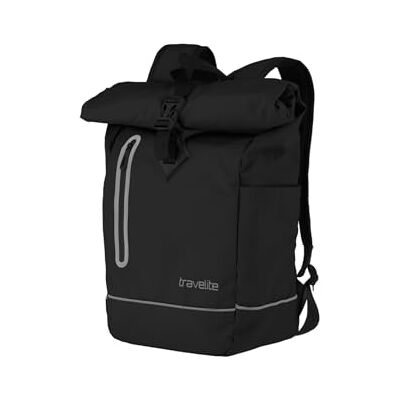 travelite Unisex Basics oprolbare rugzak, vliegtuigmotief, zwart, 48 cm, casual travelite Unisex Basics oprolbare rugzak, vliegtuigmotief, zwart, 48 cm, casual
