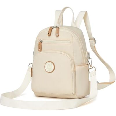 Miss Lulu Rugzak voor dames, middelgroot, anti-diefstal, waterdicht, 8 zakken, verstelbare rugzak met één schouder/dubbele schouder, reizen en toerisme, beige, M, casual Miss Lulu Rugzak voor dames, middelgroot, anti-diefstal, waterdicht, 8 zakken, verstelbare rugzak met één schouder/dubbele schouder, reizen en toerisme, beige, M, casual
