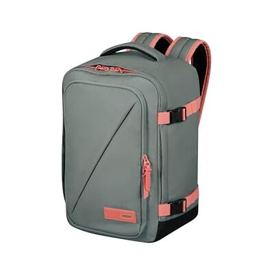 American Tourister Take2Cabin Ryanair cabinetas 25 x 20 x 40 cm, 24 l, 0,50 kg, handbagage, vliegtuigrugzak S onder de stoel, grijs/roze (salie/koraal) American Tourister Take2Cabin Ryanair cabinetas 25 x 20 x 40 cm, 24 l, 0,50 kg, handbagage, vliegtuigrugzak S onder de stoel, grijs/roze (salie/koraal)