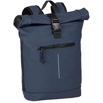 New Rebels Mart New York Rolltop Rugzak, 16 l, uniseks, volwassenen (1 stuks), marineblauw, 30 x 12 x 43 cm, casual New Rebels Mart New York Rolltop Rugzak, 16 l, uniseks, volwassenen (1 stuks), marineblauw, 30 x 12 x 43 cm, casual