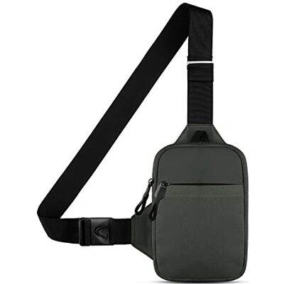 DONGKER Borstschoudertas, waterdichte schoudertas met verstelbare riem voor dames en heren, voor hardlopen, wandelen, joggen, klimmen, fietsen, outdoorsporten, Grijs L, Utility DONGKER Borstschoudertas, waterdichte schoudertas met verstelbare riem voor dames en heren, voor hardlopen, wandelen, joggen, klimmen, fietsen, outdoorsporten, Grijs L, Utility