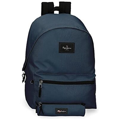 Pepe Jeans Pepe, Navy Blauw, Rugzak + etui Pepe Jeans Pepe, Navy Blauw, Rugzak + etui