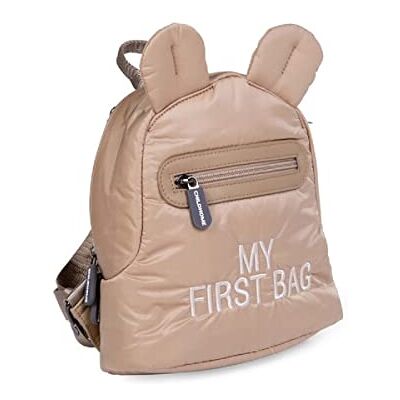 Childhome My First Bag Kinderrugzak, voor (kleuter)school of crèche, twee vakken, geschikt voor lunchbox en drinkfles, afneembare veiligheidsgesp, waterafstotend, gewatteerd beige Childhome My First Bag Kinderrugzak, voor (kleuter)school of crèche, twee vakken, geschikt voor lunchbox en drinkfles, afneembare veiligheidsgesp, waterafstotend, gewatteerd beige