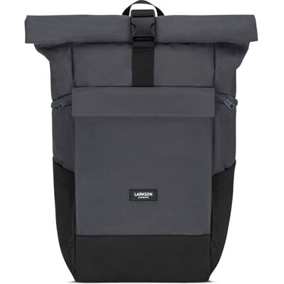 LARKSON Rugzak voor dames en heren, nr. 4 groot, oprolbare rugzak met laptopvak voor werk, universiteit, vrije tijd, reisrugzak met trolleyriem LARKSON Rugzak voor dames en heren, nr. 4 groot, oprolbare rugzak met laptopvak voor werk, universiteit, vrije tijd, reisrugzak met trolleyriem