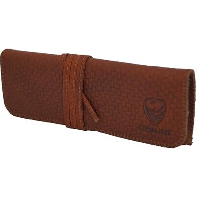 GERMANUS Strap pennenetui, van leer, gemaakt in de EU, Bruine structuur, S, Schooltas set GERMANUS Strap pennenetui, van leer, gemaakt in de EU, Bruine structuur, S, Schooltas set