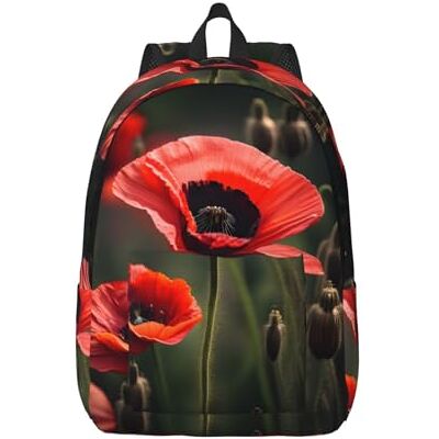 YQxwJL Verpleegster Patroon Gedrukt Paars Canvas Laptop Rugzak Outdoor Casual Reizen Dagrugzak Boek Tas voor Mannen Vrouwen, Rode papaver bloem, S YQxwJL Verpleegster Patroon Gedrukt Paars Canvas Laptop Rugzak Outdoor Casual Reizen Dagrugzak Boek Tas voor Mannen Vrouwen, Rode papaver bloem, S