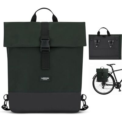 LARKSON Tammo Bike 2-in-1 fietstas voor bagagedrager voor dames en heren, rugzak en bagagedragertas, waterdicht, groen LARKSON Tammo Bike 2-in-1 fietstas voor bagagedrager voor dames en heren, rugzak en bagagedragertas, waterdicht, groen