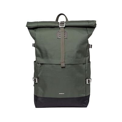 Sandqvist Icon Rolltop Rugzak L GROUND Rolltop Rugzak L Unisex (1 stuk), Dawn Green met donkerbruin leer, Eén maat, Vakantie Sandqvist Icon Rolltop Rugzak L GROUND Rolltop Rugzak L Unisex (1 stuk), Dawn Green met donkerbruin leer, Eén maat, Vakantie