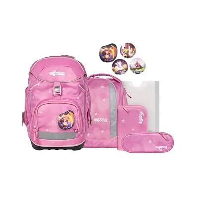 ergobag Set schooltas, schoolrugzak, ergonomisch, 6-delig, voor de eerste klas van de basisschool, Bewolkte beer roze, Schooltas set ergobag Set schooltas, schoolrugzak, ergonomisch, 6-delig, voor de eerste klas van de basisschool, Bewolkte beer roze, Schooltas set
