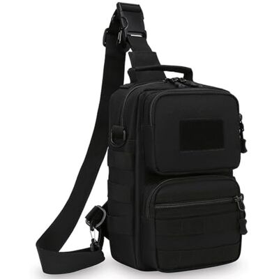 MiOYOOW Tactische schoudertas, tactische wandeltas, multifunctionele zachte borsttas, opbergrugzak met afneembare schouderriem voor klimmen, fietsen en wandelen, zwart. 27*19*8 cm MiOYOOW Tactische schoudertas, tactische wandeltas, multifunctionele zachte borsttas, opbergrugzak met afneembare schouderriem voor klimmen, fietsen en wandelen, zwart. 27*19*8 cm