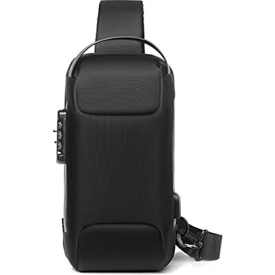 FANDARE Anti-diefstal borsttas zakelijke schoudertas tas met USB schoudertas voor heren reizen fietsen camping excursie waterdicht sportwagen stijl meerdere zakken kleine rugzak, zwart., Schouderriem FANDARE Anti-diefstal borsttas zakelijke schoudertas tas met USB schoudertas voor heren reizen fietsen camping excursie waterdicht sportwagen stijl meerdere zakken kleine rugzak, zwart., Schouderriem