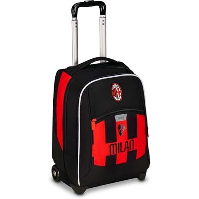 Seven Milan Big Trolley vaste school, rood en zwart, voetbalteam, 2-in-1, dubbel gebruik, trolley en rugzak, basisschool, kind, zwart, Taglia unica, casual Seven Milan Big Trolley vaste school, rood en zwart, voetbalteam, 2-in-1, dubbel gebruik, trolley en rugzak, basisschool, kind, zwart, Taglia unica, casual