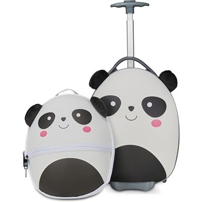 SJ GANG STYLE JAM GANG Trolley + harde schoolrugzak voor kinderen, fancy dieren, wit en zwart, fantasie panda, kinderen, kantelbestendige voorvoet, school en vrije tijd, wit, Taglia Unica,, Wit., SJ GANG STYLE JAM GANG Trolley + harde schoolrugzak voor kinderen, fancy dieren, wit en zwart, fantasie panda, kinderen, kantelbestendige voorvoet, school en vrije tijd, wit, Taglia Unica,, Wit.,