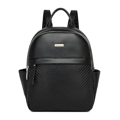 Miss Lulu Elegante damesrugzak van PU-leer, rugzak voor dames, waterdicht, rugzak voor werk, studie, reizen en winkelen, zwart, L, casual Miss Lulu Elegante damesrugzak van PU-leer, rugzak voor dames, waterdicht, rugzak voor werk, studie, reizen en winkelen, zwart, L, casual