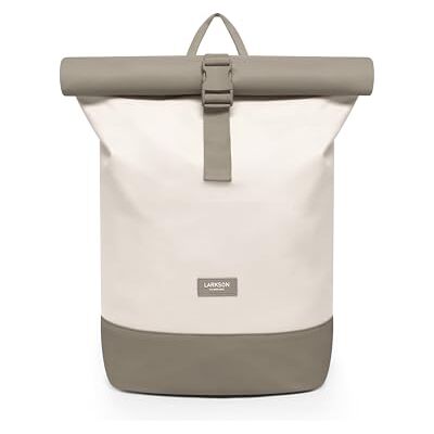 LARKSON Janne Waterdichte rugzak met laptopvak voor universiteit, werk, reizen en fietsen, Cream Gravel, M, Dagrugzak LARKSON Janne Waterdichte rugzak met laptopvak voor universiteit, werk, reizen en fietsen, Cream Gravel, M, Dagrugzak