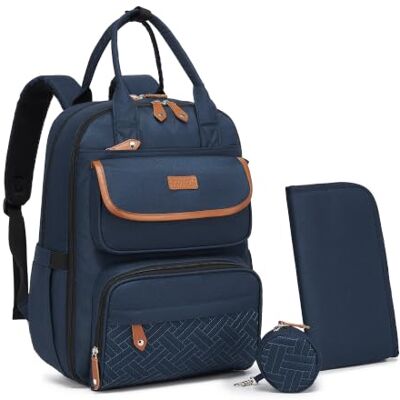 Kono Luierrugzak voor baby's, grote capaciteit, met aankleedmat, Navy Blauw Zwangerschapstas met 18 vakken, koelvakken, aankleedmat, kinderwagenbevestigingen, ideaal voor reizen en uitstapjes, baby Kono Luierrugzak voor baby's, grote capaciteit, met aankleedmat, Navy Blauw Zwangerschapstas met 18 vakken, koelvakken, aankleedmat, kinderwagenbevestigingen, ideaal voor reizen en uitstapjes, baby