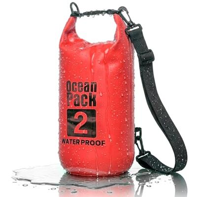 Cable Technologies Waterdichte rugzak, 2/5/10/20 l, Dry Bag, zee, waterdichte tas, verstelbare schouderriem, voor boot, vissen, rafting, strand, watersport, bescherming van telefoon, geld, kaart, sleutel, Rood, 2 l Cable Technologies Waterdichte rugzak, 2/5/10/20 l, Dry Bag, zee, waterdichte tas, verstelbare schouderriem, voor boot, vissen, rafting, strand, watersport, bescherming van telefoon, geld, kaart, sleutel, Rood, 2 l