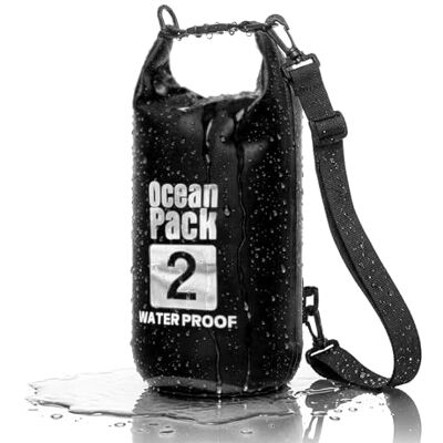 Cable Technologies Waterdichte rugzak 2/5/10/20 liter, Dry Bag Zee, waterdichte tas, verstelbare schouderriem, voor boot, vissen, rafting, strand, watersport, beschermt telefoon/zilver/kaart/sleutel, zwart., 2 l Cable Technologies Waterdichte rugzak 2/5/10/20 liter, Dry Bag Zee, waterdichte tas, verstelbare schouderriem, voor boot, vissen, rafting, strand, watersport, beschermt telefoon/zilver/kaart/sleutel, zwart., 2 l