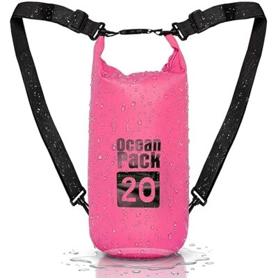 Cable Technologies Waterdichte rugzak 2/5/10/20 liter, Dry Bag Zee, waterdichte tas, verstelbare schouderriem, voor boot, vissen, rafting, strand, watersport, beschermt telefoon/zilver/kaart/sleutel, Roze, Waterdichte Cable Technologies Waterdichte rugzak 2/5/10/20 liter, Dry Bag Zee, waterdichte tas, verstelbare schouderriem, voor boot, vissen, rafting, strand, watersport, beschermt telefoon/zilver/kaart/sleutel, Roze, Waterdichte
