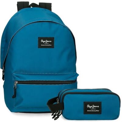 Pepe Jeans Aris Evergreen Bagage, messengertas, uniseks, kinderen, Blauw, Rugzak + schooletui Pepe Jeans Aris Evergreen Bagage, messengertas, uniseks, kinderen, Blauw, Rugzak + schooletui