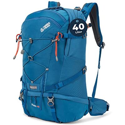 Terra Peak Flex 40 wandelrugzak, 40 l, groot, met rugventilatie, hydratatiesysteem, regenbescherming, trekkingrugzak van polyester, 3D Air Mesh ademend Terra Peak Flex 40 wandelrugzak, 40 l, groot, met rugventilatie, hydratatiesysteem, regenbescherming, trekkingrugzak van polyester, 3D Air Mesh ademend