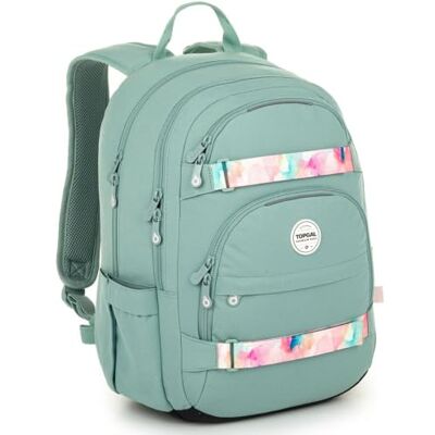 TOPGAL VIKI Schoolrugzak vanaf de 5e klas (ca. 145 cm), ergonomisch met geperste schuimrubberen achterwand, waterdicht en licht, schooltas van 25 liter met borstriem, tas, Munt TOPGAL VIKI Schoolrugzak vanaf de 5e klas (ca. 145 cm), ergonomisch met geperste schuimrubberen achterwand, waterdicht en licht, schooltas van 25 liter met borstriem, tas, Munt